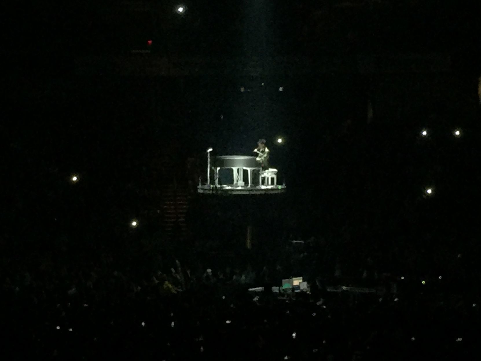 Brendon Urie performs at suspended piano